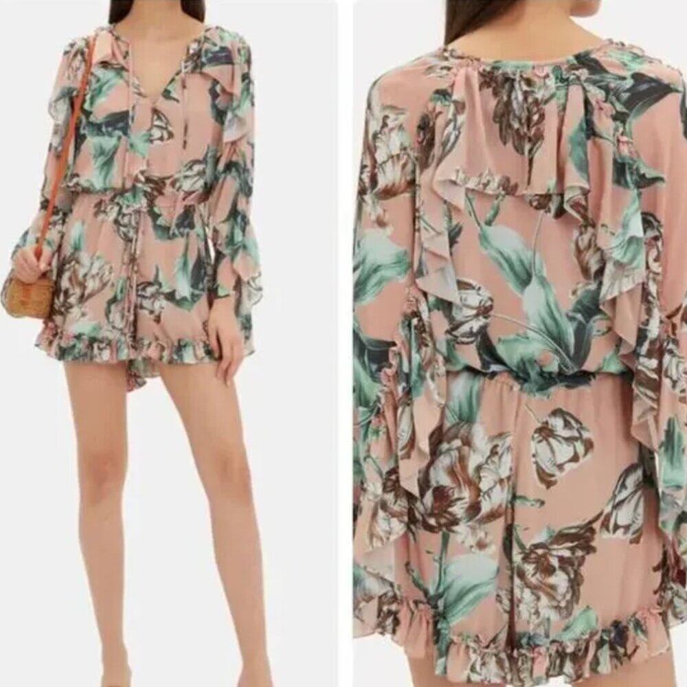 PatBo Botanica Ruffle Floral Pink Summer Romper Size 4